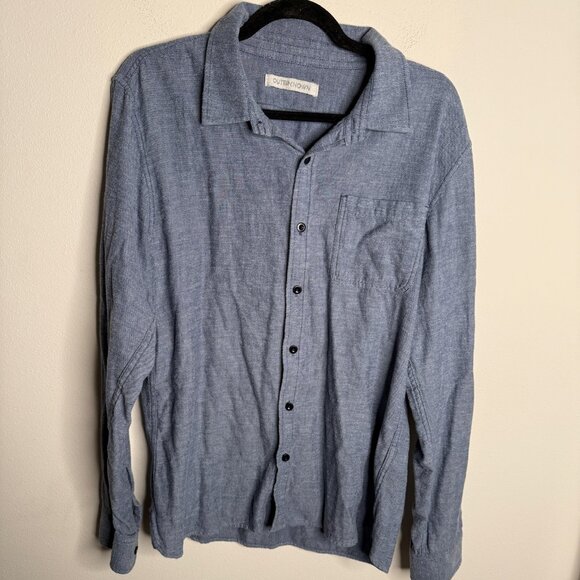 Outerknown Men's Blue Organic Cotton Button Down Collared Shirt - Size L Large - Picture 2 of 5